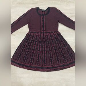 Nina Leonard Black and Burgundy Sweater Dress
